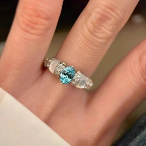 Exquisitos Anillos de Diamantes Ovalados Azules de Moda, Elegantes Anillos Ajustables con Micro Pavé de Circonita Cúbica para Mujeres y Niñas, Regalos - Product Image 1