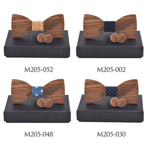 Venta caliente Trajes para hombre Pluma <span class=keywords><strong>Pajarita</strong></span> de madera y gemelos Caja de regalo Set para boda - Product Image 5