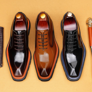 Zapatos de cuero casuales para negocios - cuero vacuno genuino, coloridos, suela gruesa, con alza, estilo británico, zapatos Oxford versátiles - Product Image 6