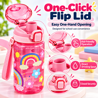 Bouteille d'eau pour enfants de 600 ml avec couvercle rabattable, anti-fuite, bouteille d'eau scolaire, design de dessin animé, fournisseur en gros OEM ODM