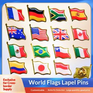 En gros, en stock, logo personnalisé, épingles de revers, badges et broches en alliage avec drapeaux de plusieurs pays, souvenirs de l'événement de football 2026 - Product Image 2