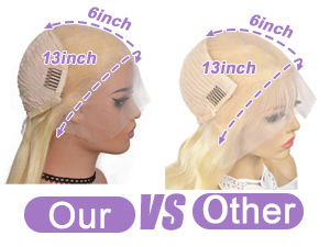 Perruques en cheveux humains brésiliens vierges Remy de haute qualité 100% blondes 613 pour Lace Front 13X4 200% de densité longues perruques ondulées pour - Product Image 6