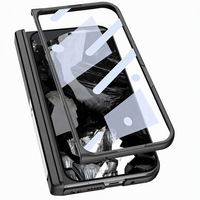 Pour Google Pixel 10 Pro Fold : Étui de protection rigide en cuir uni avec verre trempé pour écran, compatible avec le support magnétique à charnière pour Pixel 9 Pro Fold