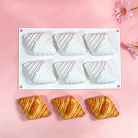 AK 3D Croissant-Form Silikon-Backform 6 Löcher Brot-Kuchen-Tablett Eiscreme-Mousse-Seifen-Kerzen-Form Hitzebeständig MC854