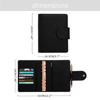 Carnet de notes de bureau en cuir grainé gaufré 9 couleurs, Organiseur de budget et portefeuille de planification financière A6, avec anneau doré rose