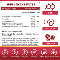 Compléments CoQ10 en gros 400mg, Capsules de Coenzyme Q10, Oméga-3, Vitamine E, PQQ, Biopérine, 120 unités, 2 doses quotidiennes, Haute absorption