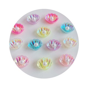 Coquillages de sirène artificiels en résine plaquée AB, imitation perle, cabochons en résine à dos plat pour la création de pièces décoratives DIY et l'artisanat - Product Image 6