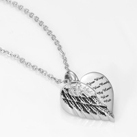 Collar de Cremación con Colgante de Ala de Ángel y Corazón al por Mayor, Collar para Cenizas Humanas, Colgante de Urna, Joyería de Cremación