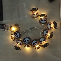 Guirlande lumineuse LED en forme de crâne de dessin animé pour Halloween, alimentée par piles, lumières féériques effrayantes en forme de squelette pour la décoration de jardin d'Halloween