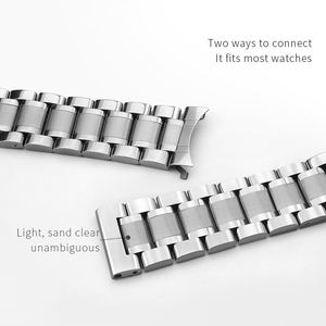 12mm-24mm Fashion Stainless Steel Watch Band with Butterfly Clasp Five Beads <b>Strap</b> for for Men Women Maenwvo PG023 - Product Image 4