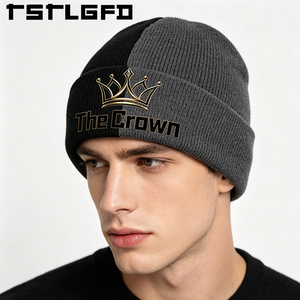 Gorro de Invierno Personalizado con Logotipo, Dos Tonos, Tejido Acanalado, Color Dividido, con Puño, Venta al por Mayor, Fabricante - Product Image 2