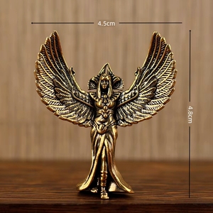 Statuetta Vintage in Bronzo a <span class=keywords><strong>Sei</strong></span> Ali - Artigianato Moderno in Metallo per Arredamento Casa, Opera d'Arte Angelica per Esposizione su Tavolo - Product Image 1