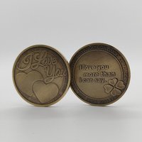 Médaille commémorative en bronze antique plaqué argent, sculptée en 3D, en forme de cœur avec la lettre 'LOVE', pour la fête des pères, confession d'amour, en métal