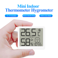 Digitales Innenthermometer Hygrometer mit Emoticon-Gesicht LCD-Anzeige mit Uhrzeit Wecker Plastik für Zuhause Babyzimmer 24-Stunden-Temperaturanzeige