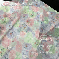 Kain Chiffon Motif Kotak-kotak Rajut dengan Aksen Bunga 3D Berkilauan, Tahan Aus, Lembut, Cocok untuk Gaun Hanfu
