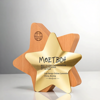 Plaque de récompense en bois artisanale écologique de la marque Noble Manufacturer avec gravure laser, trophée étoile