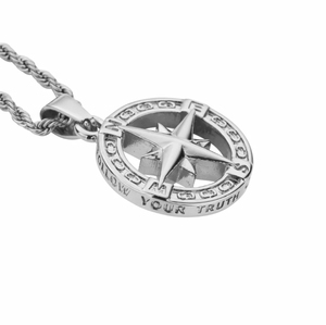 Ispire gioielli da uomo collana a catena a maglie in acciaio inossidabile Non appannato pendente a stella del nord <span class=keywords><strong>con</strong></span> <span class=keywords><strong>bussola</strong></span> a gettone alla moda - Product Image 5