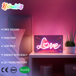 Неоновая вывеска Neonawall Love <span class=keywords><strong>Heart</strong></span> Infinity Mirror с USB-подсветкой, регулируемая, для декора стен в спальне, подарок на День святого Валентина, свадьбу, помолвку - Product Image 1