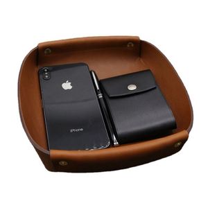 Factory Custom Leather <b>Storage</b> <b>Tray</b> Personalized Square Leather Desktop Organizer <b>Tray</b> for Home <b>Storage</b> - Product Image 4