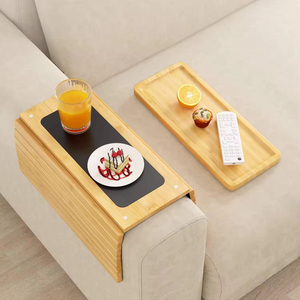 Plateau d'accoudoir en bois, plateau de rangement pratique, support pour téléphone portable, plateau à collations, porte-gobelet - Product Image 1