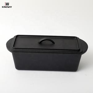 Precio de fábrica Cocina Restaurante Cocinar Hornear Rectángulo Olla de pan de hierro fundido Sartén antiadherente con tapa - Product Image 3