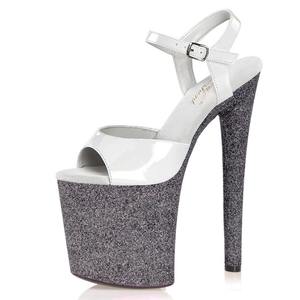 Sandalias de tacón alto de plataforma de 20 cm con lentejuelas naranjas, tacón fino, para pole dance, pasarela, banquetes, para mujer - Product Image 4