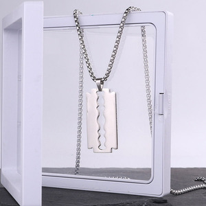 G1839 Trang Sức Hip Hop Bằng Thép Không Gỉ Bán Sỉ Cá Nhân Vòng Cổ Lưỡi Dao Cạo Cho Nam Và Nữ - Product Image 5