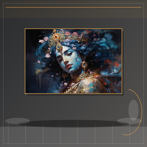 <strong>Krishna</strong> Hindu Devotional Portrait Canvas Wall <strong>Art</strong> Two Artwork Options for Home Altar Meditation Room Hotel Interior - Product Image 2