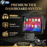 Carpuride 7 Inch Layar Sentuh GPS Navigasi & Kompas Motor CarPlay Android Auto Bluetooth 5.0 IP67 Tahan Air DVR