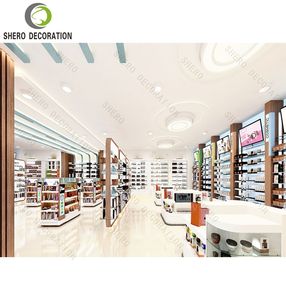 Étagères murales de présentation de maquillage sur mesure pour boutique de cosmétiques, style tendance, avec logo en bois, mobilier et décoration pour boutique de cosmétiques - Product Image 5