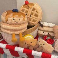 Série de desserts JC domestiques en peluche courte : Frites, Burger, Gaufre, Taco, Gâteau – 31cm-50cm pour les 14 ans et plus