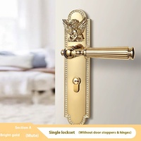 Serrure de porte magnétique style ange français, poignée de porte en bois moderne dorée brillante argentée pour chambre à coucher