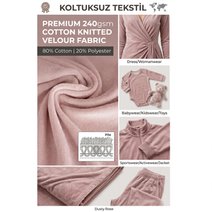 Premium 240gsm Dusty Rose Cotton Knitted Velour <b>Fabric</b> 80/20 Cotton Polyester Roll for Wholesale Garments - Product Image 3