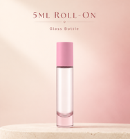 Flacon roll-on en verre rose de 5 ml avec bouchon personnalisé pour emballage cosmétique d'huiles essentielles