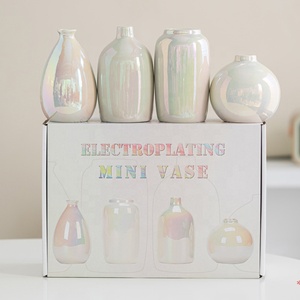 Golden Electroplated <strong>Ceramic</strong> Ball <strong>Flower</strong> Vase Interior Modern Decorative <strong>Pot</strong> for Home Living Room Nordic Table Vase Decor - Product Image 2