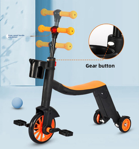 Monopattino <span class=keywords><strong>3</strong></span> in 1 in Acciaio con Ruote in PU, Carrello Giocattolo e Bici Senza Pedali per Bambini con Maniglia di Spinta - Product Image 3