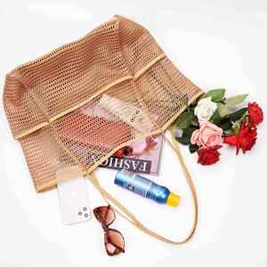 Bolsa de Playa Grande de Malla para Mujer, Bolsa de Almacenamiento de Malla con Múltiples Bolsillos, Portátil, para Viajes de Verano y Piscina - Product Image 4