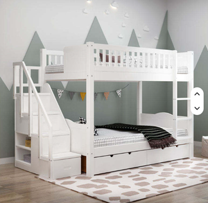 Cama <span class=keywords><strong>litera</strong></span> infantil de madera de pino maciza <span class=keywords><strong>con</strong></span> tobogán y <span class=keywords><strong>escaleras</strong></span>, ¡gran oferta! - Product Image 1