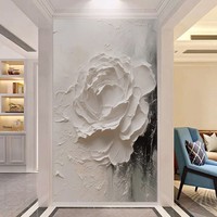 Papier peint mural 3D abstrait floral sans couture en fibre synthétique imperméable anti-salissure pour la décoration moderne du salon et du porche
