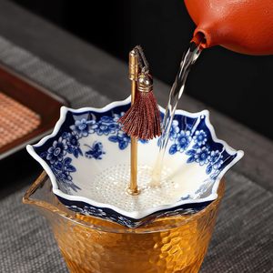 Infusore e Filtro per Tè in Porcellana a Forma di Ombrello, Design Cinese Blu e Bianco Rotante, Multiuso, Lavabile in Lavastoviglie, per Tè Sfuso - Product Image 4