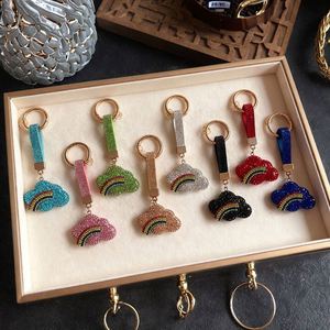 Bulk Luxury Bling Crystal Rhinestone <b>Rainbow</b> Cloud Bag CHarm Keychain Wholesale Cute Glitter Crystal Pendant Key Chains Gifts - Product Image 1