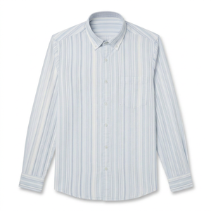 Enovate Men's Cotton Striped Casual Shirt Double Breasted Full Sleeve Button <b>Down</b> Collar Summer Breathable Woven ODM - Product Image 1