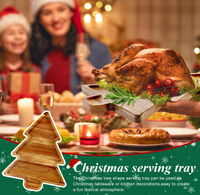 Ecologisch verantwoorde, kerstboomvormige dienblad van acaciahout, decoratief serveerplateau voor fruit, kaas, snacks, kersttafeldecoratie