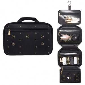 Muestra Gratuita, Neceser de Viaje Expandible de Nailon Impermeable con Logotipo Personalizado del Fabricante, Estampado Impreso y Gancho para Colgar - Product Image 1