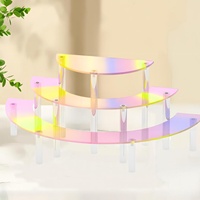 Présentoir en acrylique semi-circulaire irisé arc-en-ciel à 3 niveaux pour parfums et cupcakes – Vente en gros