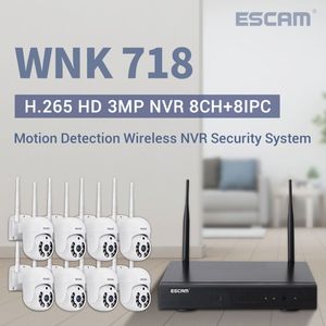 ESCAM WNK718 HD 3.0 millions de pixels 8 canaux sans fil + 8IPC Système de sécurité NVR sans fil - Product Image 3