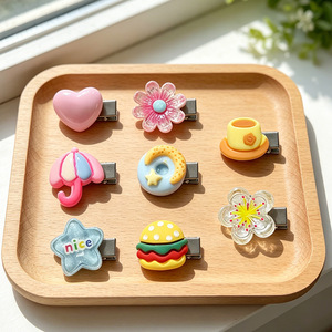 Cute 3D Cartoon Hair Clips For Girls And Women Plastic Gripper Clips Daily Use <b>Sweet</b> Food <b>Flower</b> Design Random Color - Product Image 4