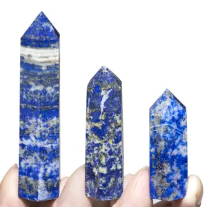 40-80mm lapislázuli cristales naturales piedras curativas punto Hexagonal piedra curativa energía Mineral obelisco columna decoración artesanal