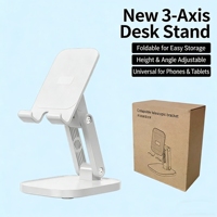 Support de bureau pliable à 3 axes pour téléphones et tablettes |   Support pliable réglable en hauteur et en angle