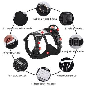 เสื้อกั๊กสะท้อนแสงสำหรับสุนัขแบบปรับได้ ผ้า Oxford ไม่รัดคอ สีดำ สำหรับสุนัขตัวใหญ่ ปลดเร็ว พร้อมช่องใส่บัตร - Product Image 2